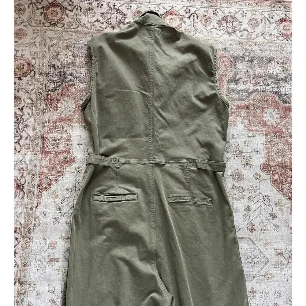 Frame Denim Le Service Sleeveless Wide Leg Green Jumpsuit Womens Size XL NWT - Picture 11 of 13